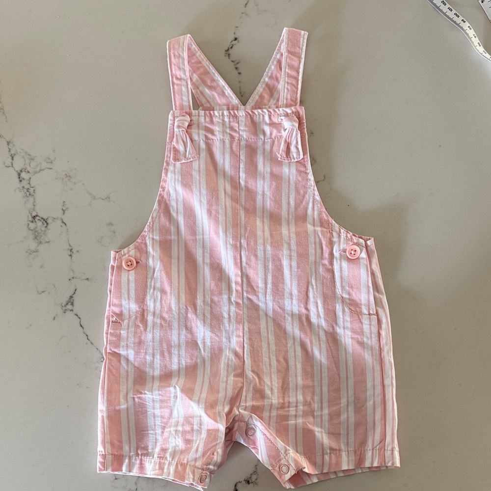 Carters Pink Striped Overalls | 12M